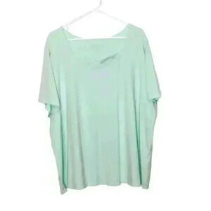 Catherines Supima Collection top 2X square neck short sleeve green flaw